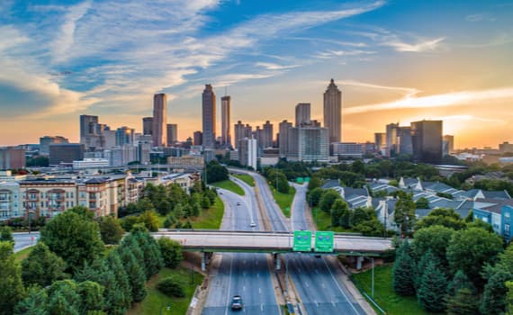 The Atlanta skyline near the highway